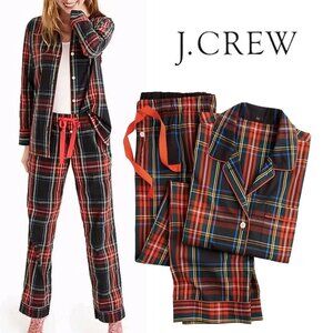J.Crew Black Stewart Tartan Plaid Vintage Cotton Pajama Set, Size XS
